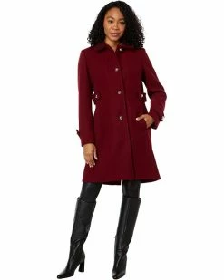 Kate Spade New York Coats & Outerwear Single-Breasted Wool Coat with Sherpa Collar