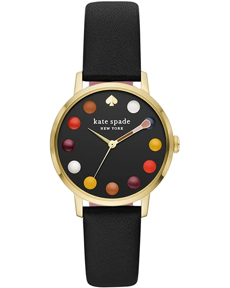 Kate Spade New York Fashion Watches 34 mm Metro-Makeup Dot Dial Leather Watch - KSW1767
