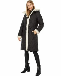 Kate Spade New York Coats & Outerwear Hooded Zip Front Down with Sherpa Detail
