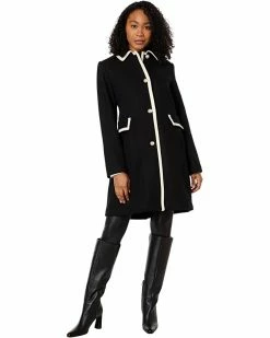 Kate Spade New York Coats & Outerwear Single-Breasted Wool Coat with Color-Block
