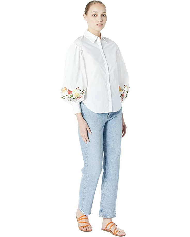 Kate Spade New York Shirts & Tops Embroidered Gathered Sleeve Shirt - Image 4