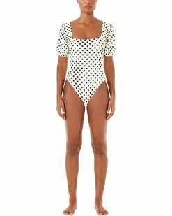 Kate Spade New York Swimwear Lia Logo Dot Puff Sleeve One-Piece