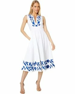 Kate Spade New York Dresses Embroidered Zigzag Floral Midi Dress