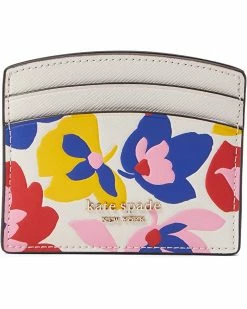 Kate Spade New York Wallets Spencer Summer Flower Embossed Saffiano Leather Card Holder