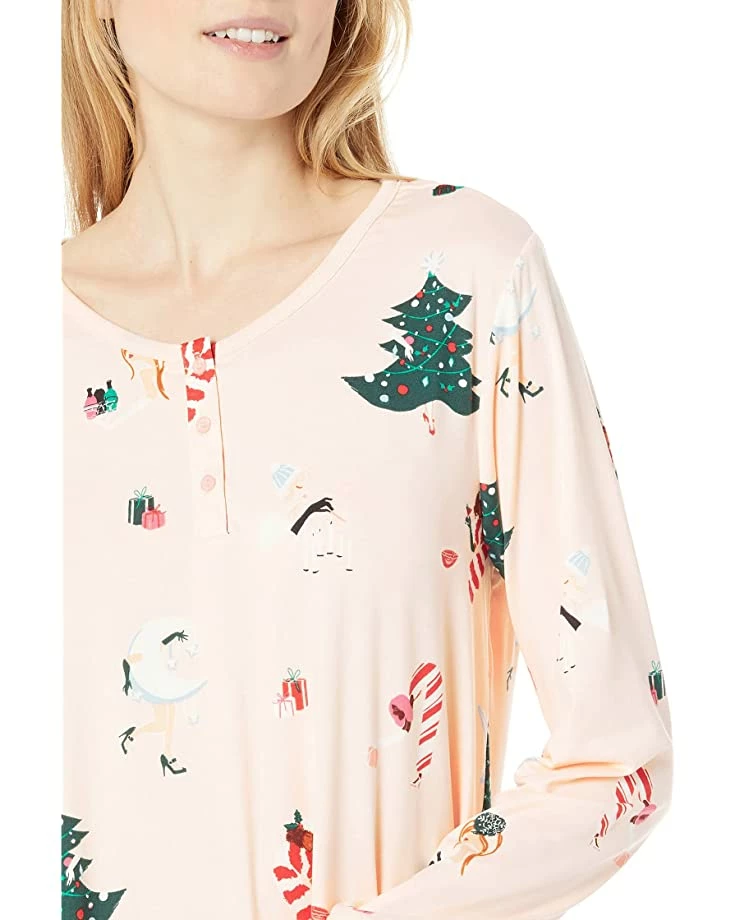 Kate Spade New York Sleepwear Brushed Jersey Henley Sleepshirt - Image 3