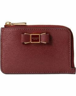 Kate Spade New York Wallets Morgan Bow Embellished Saffiano Leather Zip Card Holder