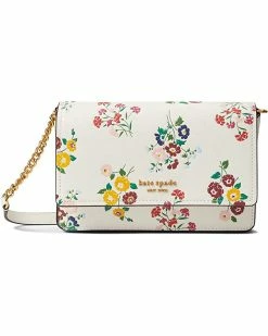 Kate Spade New York Handbags Morgan Bouquet Toss Embossed Saffiano Leather Flap Chain Wallet