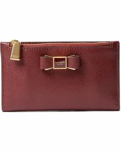 Kate Spade New York Wallets Morgan Bow Embellished Saffiano Leather Small Slim Bifold Wallet