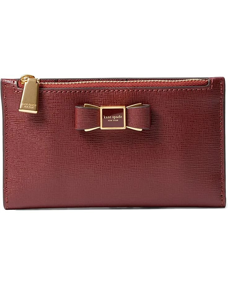 Kate Spade New York Wallets Morgan Bow Embellished Saffiano Leather Small Slim Bifold Wallet