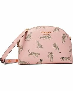 Kate Spade New York Handbags Morgan Leopard Printed Saffiano Leather Double Zip Dome Crossbody