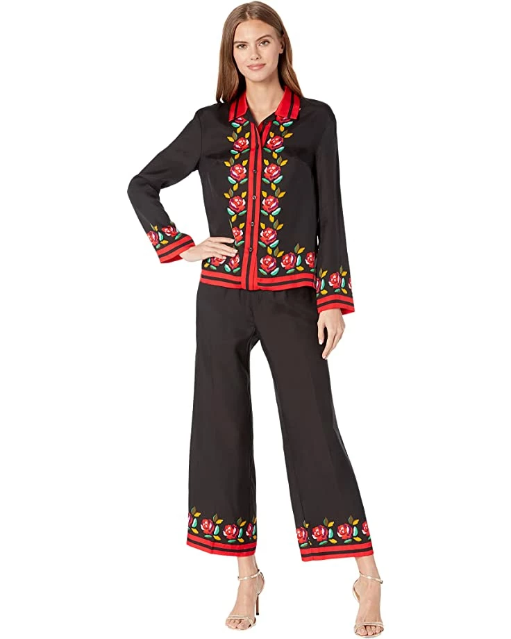 Kate Spade New York Shirts & Tops Rose Border Silk Twill Shirt - Image 4