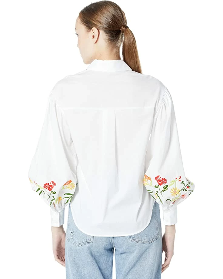 Kate Spade New York Shirts & Tops Embroidered Gathered Sleeve Shirt - Image 2
