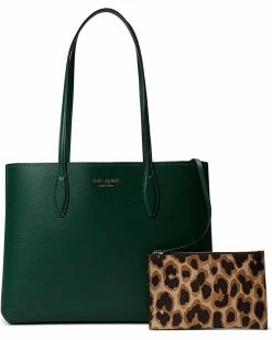 Kate Spade New York Handbags All Day Leopard Pop Printed Cross Grain Leather Large Tote