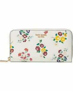 Kate Spade New York Wallets Morgan Bouquet Toss Embossed Saffiano Leather Zip Around Continental Wallet