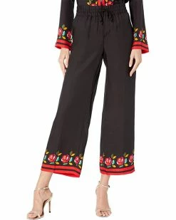 Kate Spade New York Rose Border Silk Twill Pants