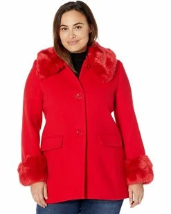 Kate Spade New York Coats & Outerwear Faux Fur Trim Anita Coat