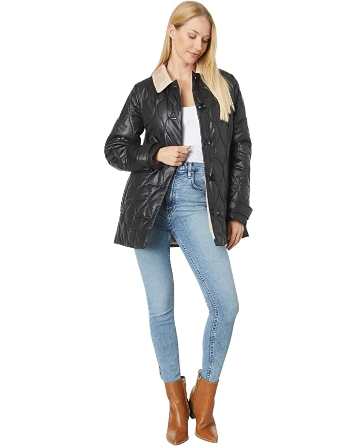 Kate Spade New York Coats & Outerwear Single Breasted Belted Quilt with Contrast Collar - Image 4