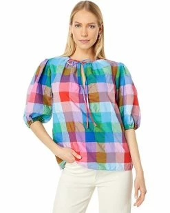 Kate Spade New York Shirts & Tops Madras Tie Neck Top