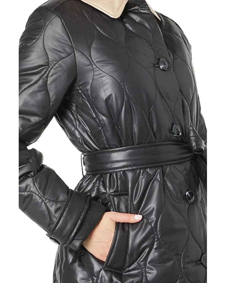 Kate Spade New York Coats & Outerwear Single Breasted Belted Quilt with Contrast Collar - Image 3
