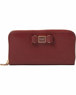 Kate Spade New York Wallets Morgan Bow Embellished Saffiano Leather Zip Around Continental Wallet