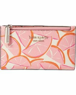Kate Spade New York Wallets Spencer Grapefruit Printed PVC Small Slim Bifold Wallet