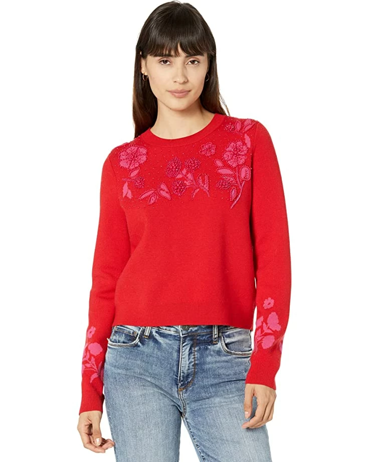 Kate Spade New York Sweaters Embellished Floral Sweater
