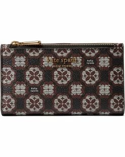 Kate Spade New York Wallets Spade Flower Monogram Coated Canvas Small Slim Bifold Wallet
