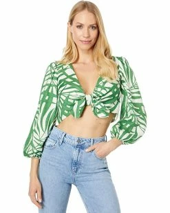 Kate Spade New York Shirts & Tops Palm Fronds Tie Front Top
