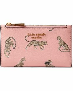Kate Spade New York Wallets Morgan Leopard Printed Saffiano Leather Small Slim Bifold Wallet