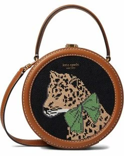 Kate Spade New York Handbags Lucy Lady Leopard Needlepoint Fabric Small Crossbody