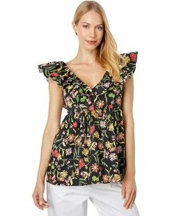 Kate Spade New York Shirts & Tops Rooftop Garden Floral Ruffle Top