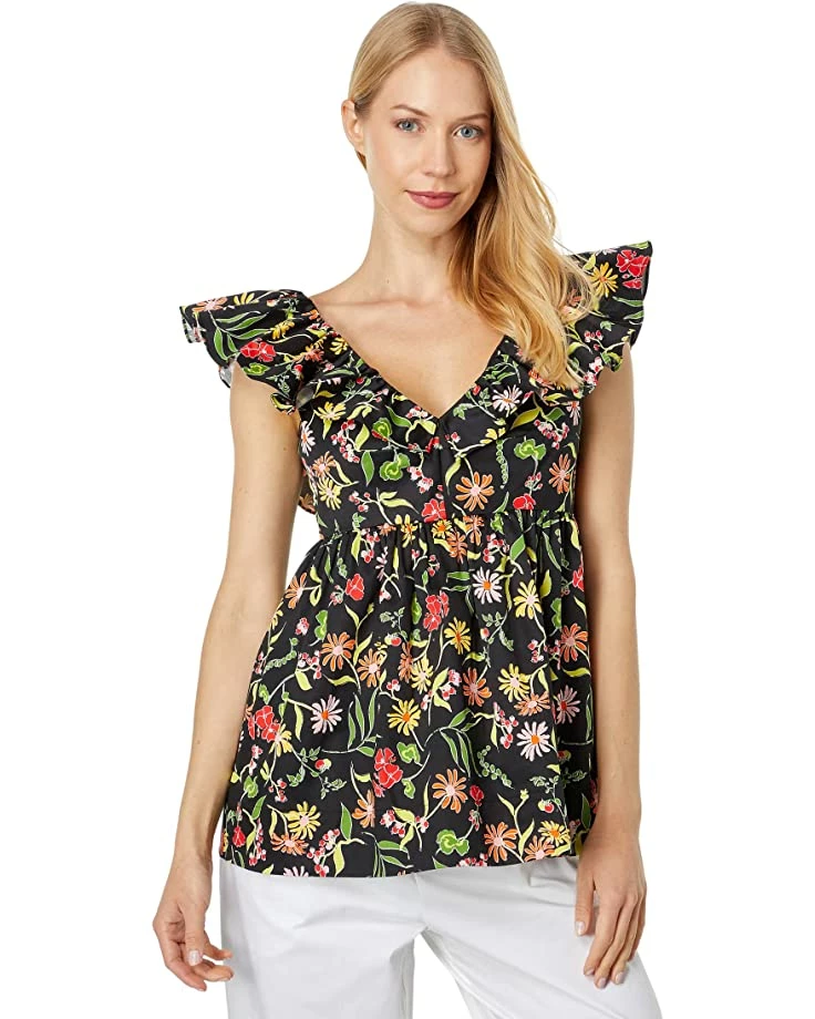Kate Spade New York Shirts & Tops Rooftop Garden Floral Ruffle Top