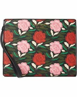 Kate Spade New York Handbags Morgan Rose Garden Printed Saffiano Leather Wristlet w/ Gusset