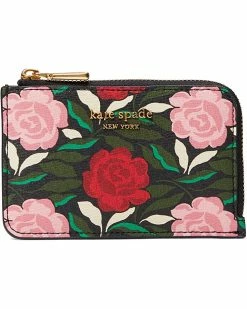 Kate Spade New York Wallets Morgan Rose Garden Printed Saffiano Leather Zip Card Holder