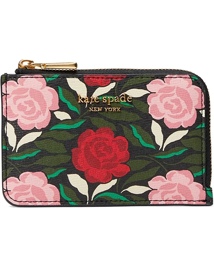 Kate Spade New York Wallets Morgan Rose Garden Printed Saffiano Leather Zip Card Holder
